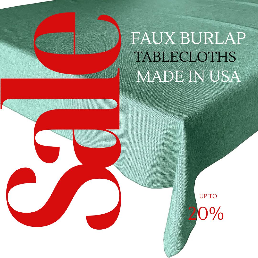 AQUA  - Faux Burlap Linen Textured Solid Tablecloth - Table Cover for Weddings, Parties, Baby Showers and Events. Choose Size Below