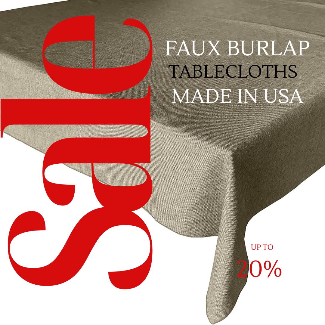 BEIGE  - Faux Burlap Linen Textured Solid Tablecloth - Table Cover for Weddings, Parties, Baby Showers and Events. Choose Size Below