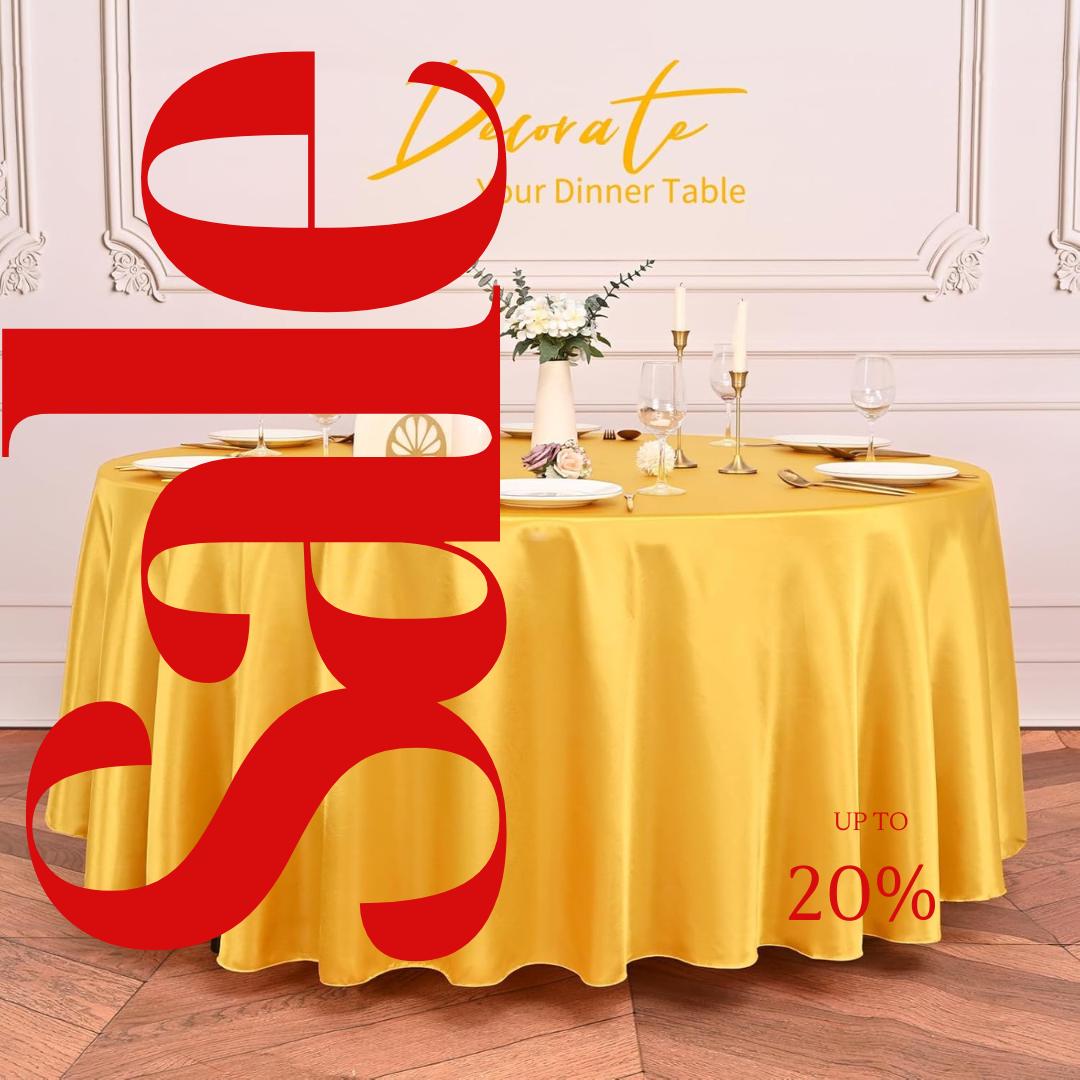 GOLD SATIN - Table Cloth Covers for Round Tables- Round Satin Table Cloth for Wedding Banquet Decoration- Table Cloths. Choose Size Below