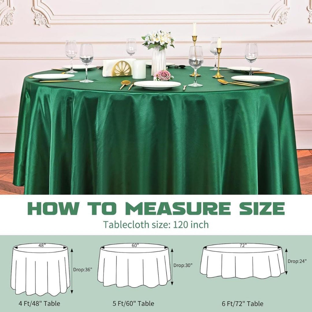 HUNTER SATIN - Table Cloth Covers for Round Tables- Round Satin Table Cloth for Wedding Banquet Decoration- Table Cloths. Choose Size Below