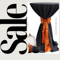Cocktail Table Cover - Bar Height Table: 30" to 36" Round Diameter Table -  Fabric Table Cloth Party Decor - BLACK