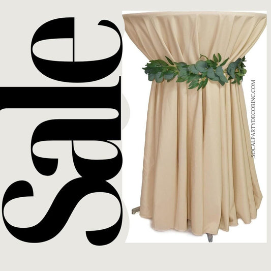 Cocktail Table Cover - Bar Height Table: 30" to 36" Round Diameter Table -  Fabric Table Cloth Party Decor - CHAMPAGNE