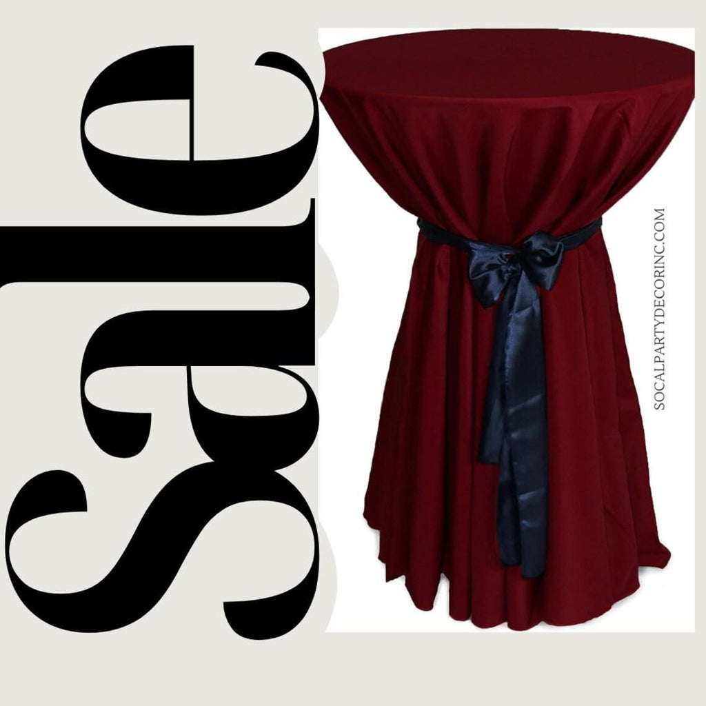 Cocktail Table Cover - Bar Height Table: 30" to 36" Round Diameter Table -  Fabric Table Cloth Party Decor - BURGUNDY