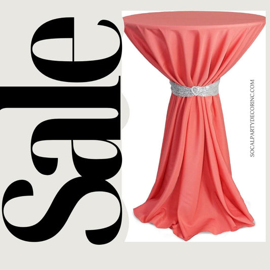 Cocktail Table Cover - Bar Height Table: 30" to 36" Round Diameter Table -  Fabric Table Cloth Party Decor - CORAL