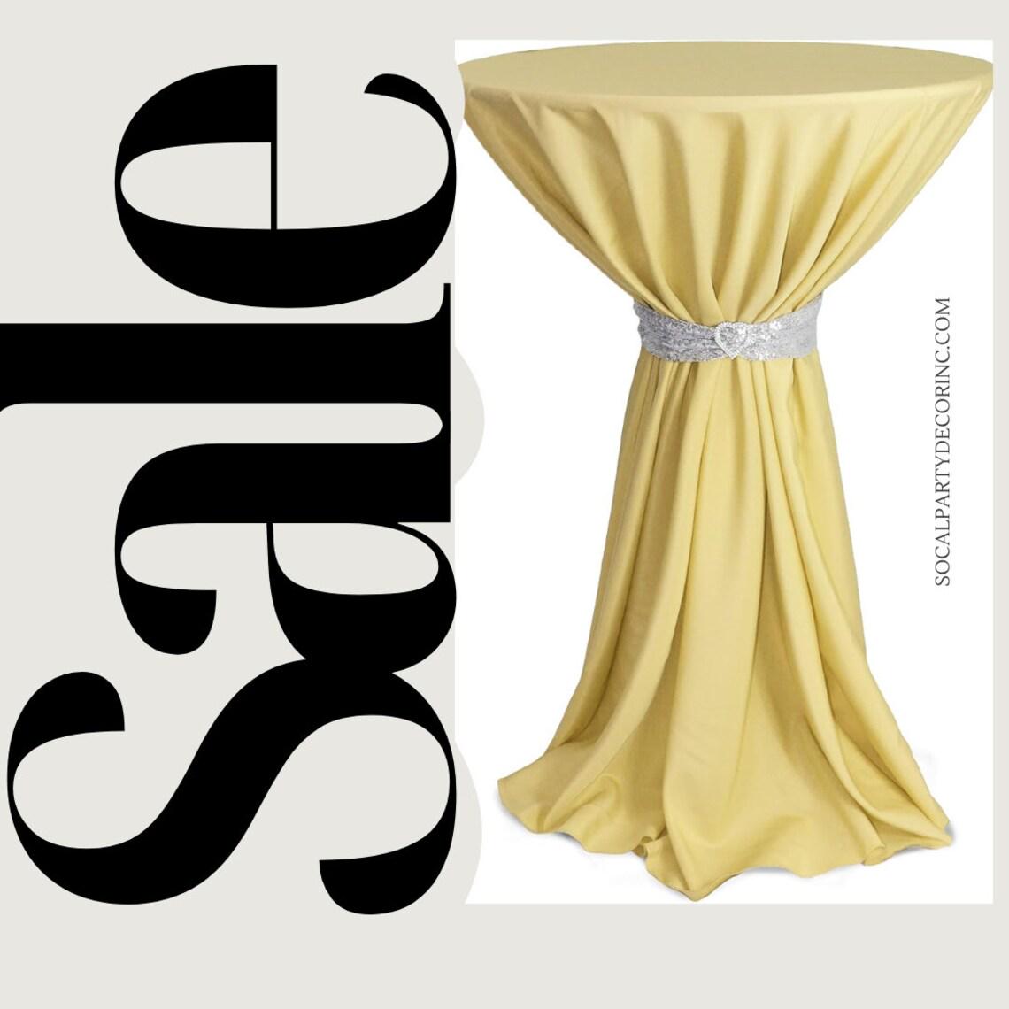 Cocktail Table Cover - Bar Height Table: 30" to 36" Round Diameter Table -  Fabric Table Cloth Party Decor - LT YELLOW