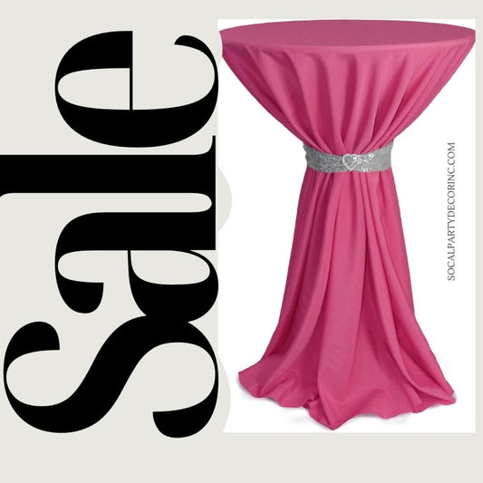 Cocktail Table Cover - Bar Height Table: 30" to 36" Round Diameter Table -  Fabric Table Cloth Party Decor - FUCHSIA