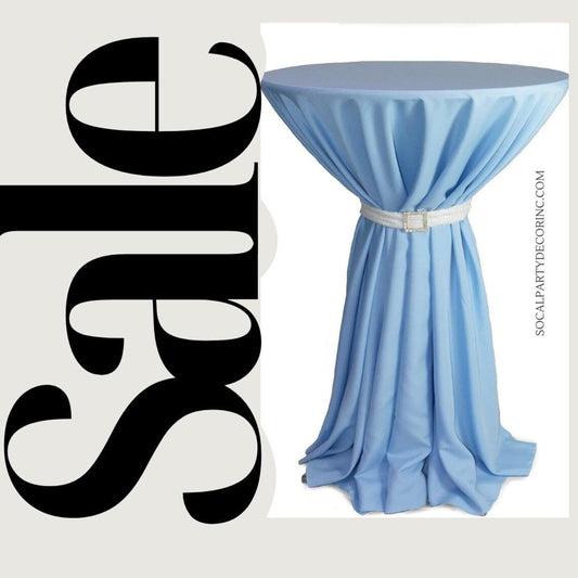 Cocktail Table Cover - Bar Height Table: 30" to 36" Round Diameter Table -  Fabric Table Cloth Party Decor - LT BLUE