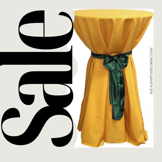Cocktail Table Cover - Bar Height Table: 30" to 36" Round Diameter Table -  Fabric Table Cloth Party Decor - DK YELLOW
