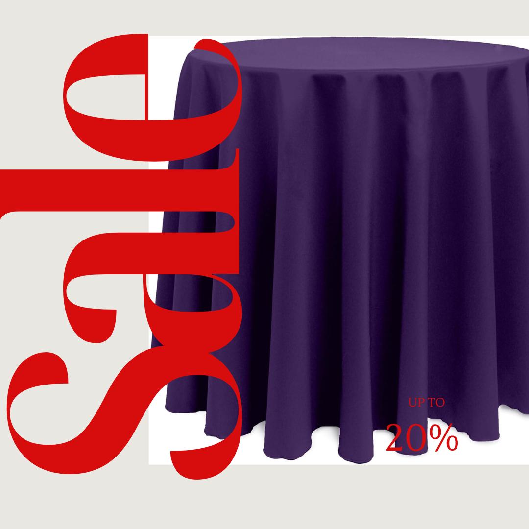 Cocktail Table Cover - Bar Height Table: 30" to 36" Round Diameter Table -  Fabric Table Cloth Party Decor - PURPLE