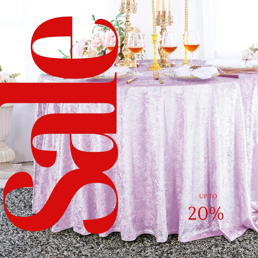 Crushed Velvet Tablecloth - LILAC -  Luxurious Round Table Cover  for Weddings, Parties, Baby Showers and Events. Choose Size Below