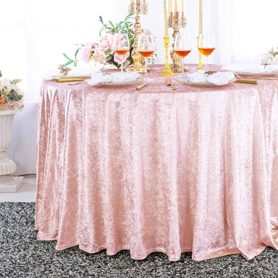 Crushed Velvet Tablecloth - BLUSH -  Luxurious Round Table Cover  for Weddings, Parties, Baby Showers and Events. Choose Size Below