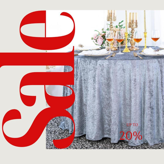 Crushed Velvet Tablecloth - DUSTY BLUE -  Luxurious Round Table Cover  for Weddings, Parties, Baby Showers and Events. Choose Size Below