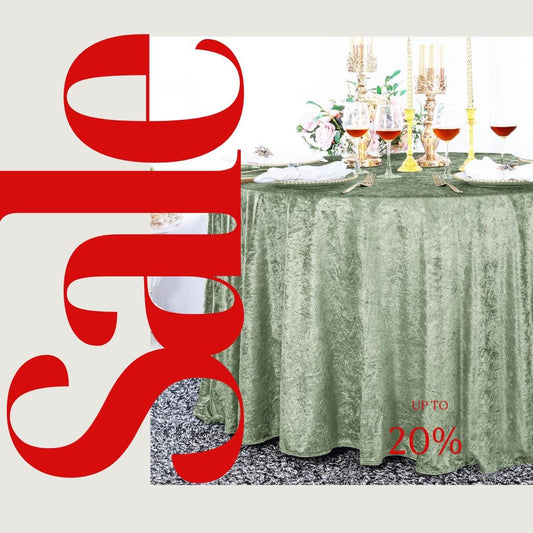 Crushed Velvet Tablecloth - DK SAGE -  Luxurious Round Table Cover  for Weddings, Parties, Baby Showers and Events. Choose Size Below