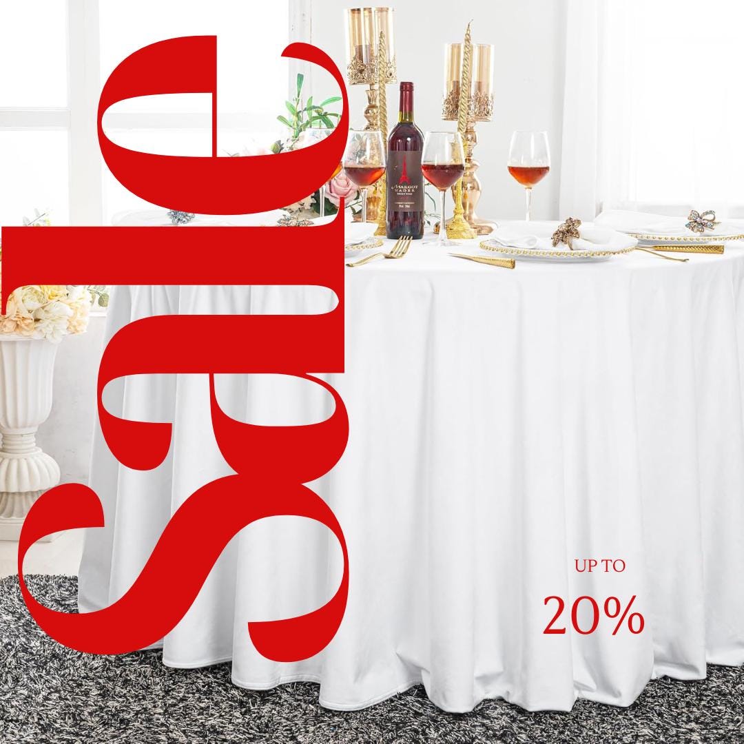 Royal Velvet Tablecloth - WHITE -  Luxurious Round Table Cover  for Weddings, Parties, Baby Showers and Events. Choose Size Below