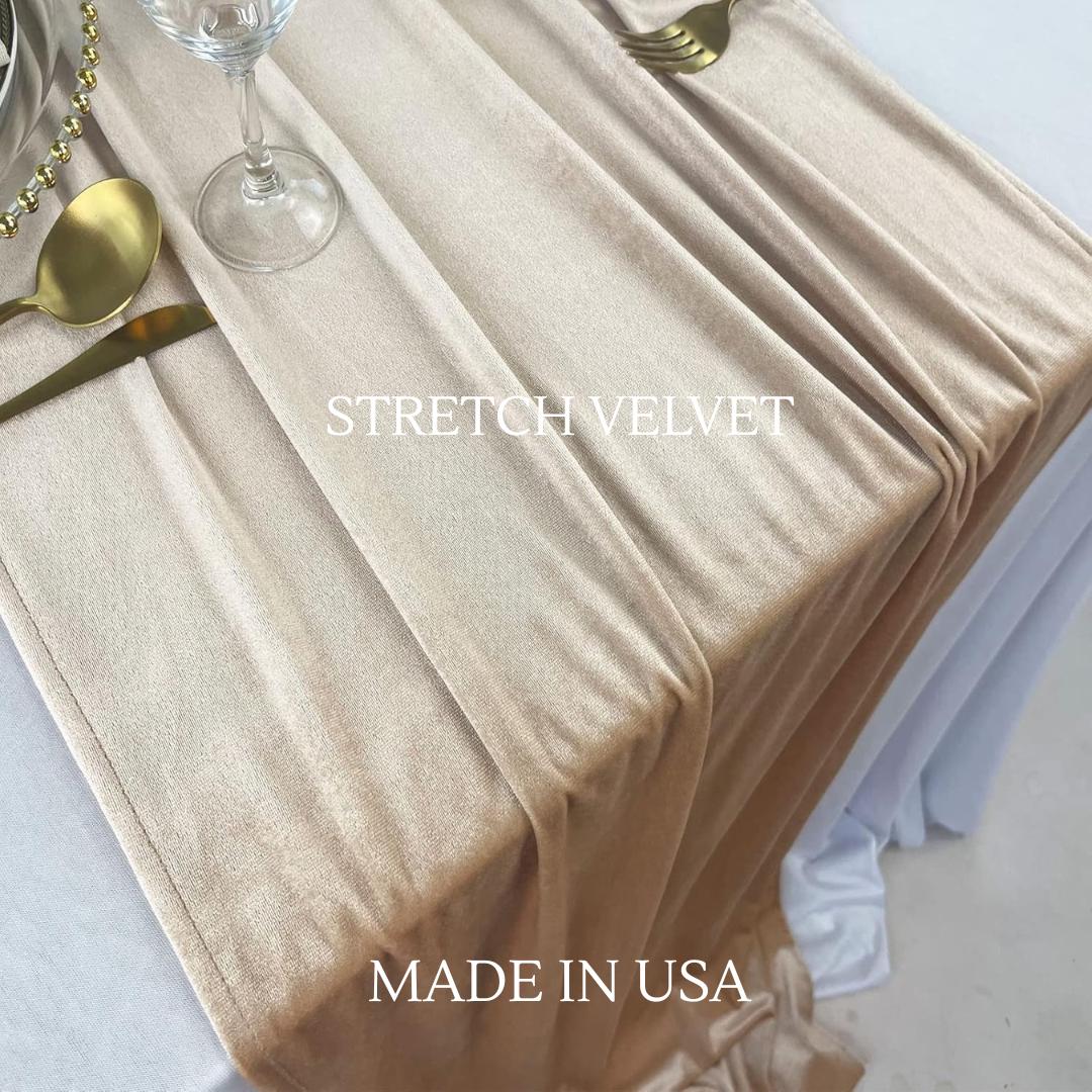14" x 120" Luxurious Stretch Velvet Table Runner, 10ft Wedding Reception Decorations Soft Velvet Fabric, Table Linen & Wedding Runners