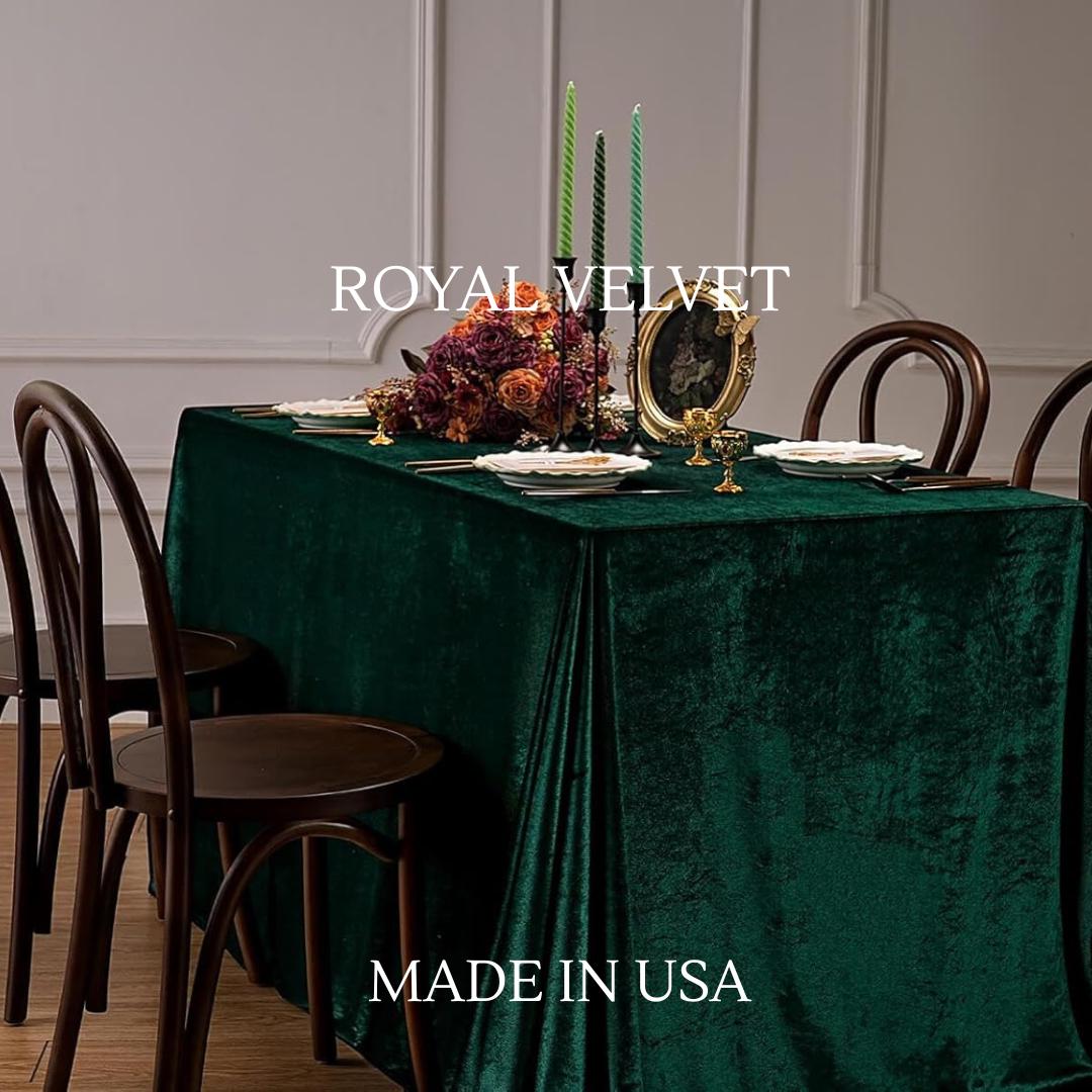 Royal Velvet Tablecloth - EMERALD - Luxurious Rectangular Table Cover for Weddings, Parties, Baby Showers and Events. Choose Size Below