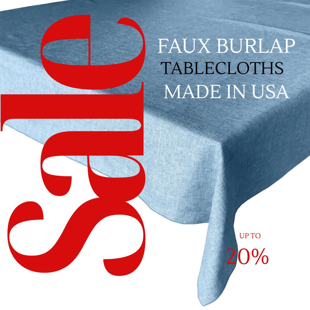 LT BLUE - Faux Burlap Linen Textured Solid Tablecloth - Table Cover for Weddings, Parties, Baby Showers and Events. Choose Size Below