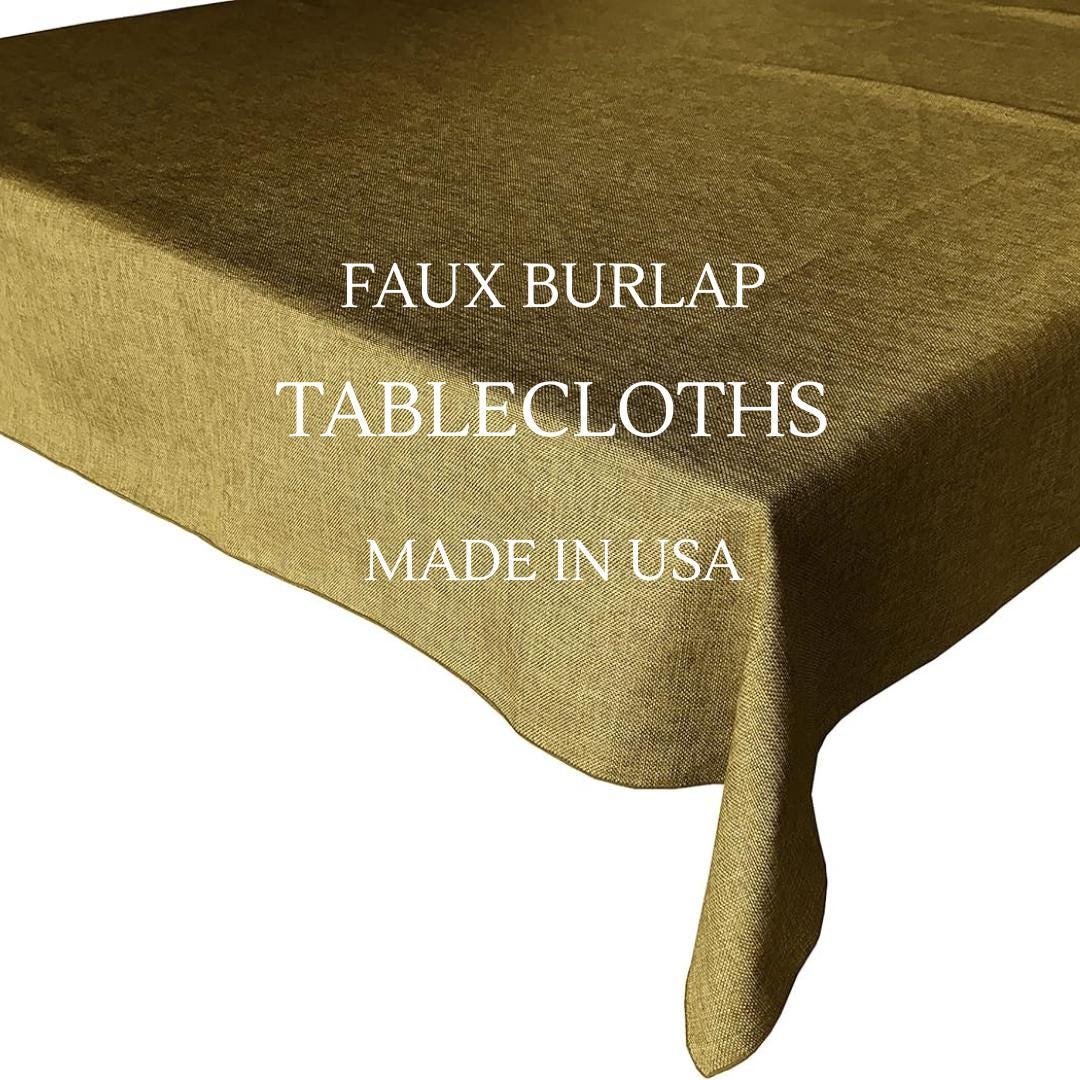 DK GOLD - Faux Burlap Linen Textured Solid Tablecloth - Table Cover for Weddings, Parties, Baby Showers and Events. Choose Size Below