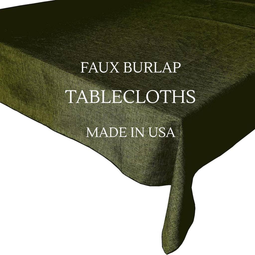 OLIVE - Faux Burlap Linen Textured Solid Tablecloth - Table Cover for Weddings, Parties, Baby Showers and Events. Choose Size Below