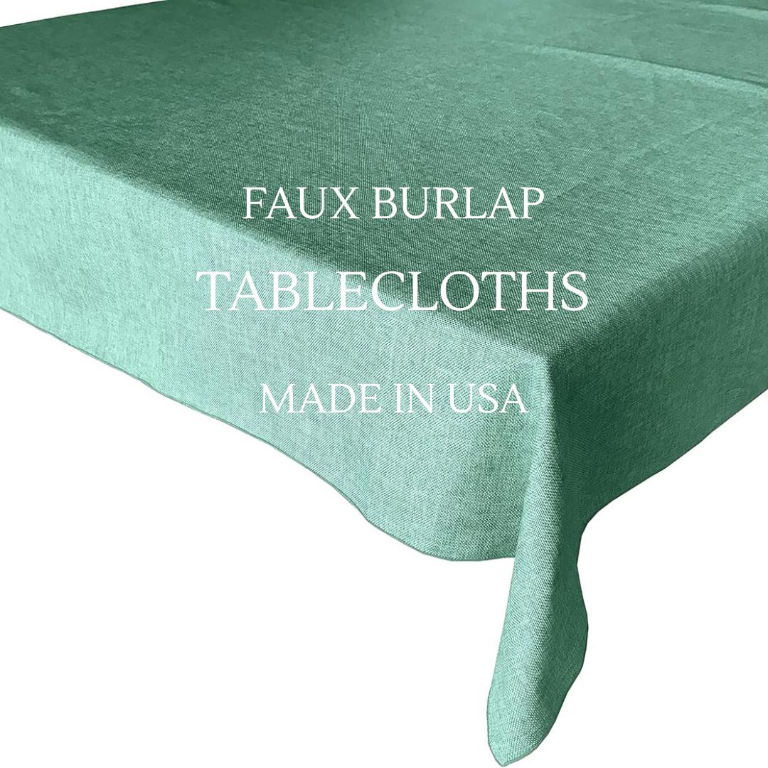 AQUA  - Faux Burlap Linen Textured Solid Tablecloth - Table Cover for Weddings, Parties, Baby Showers and Events. Choose Size Below