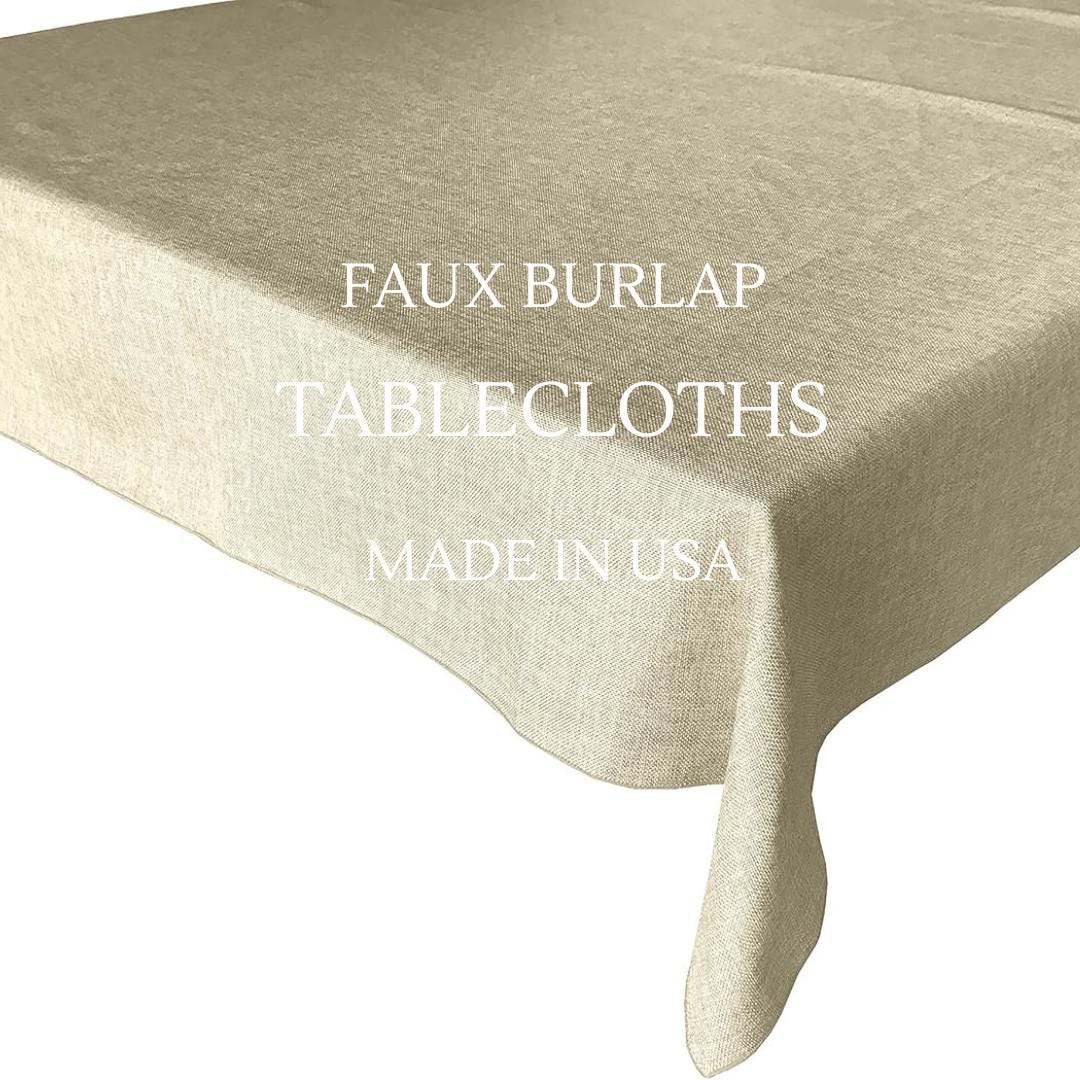 IVORY - Faux Burlap Linen Textured Solid Tablecloth - Table Cover for Weddings, Parties, Baby Showers and Events. Choose Size Below