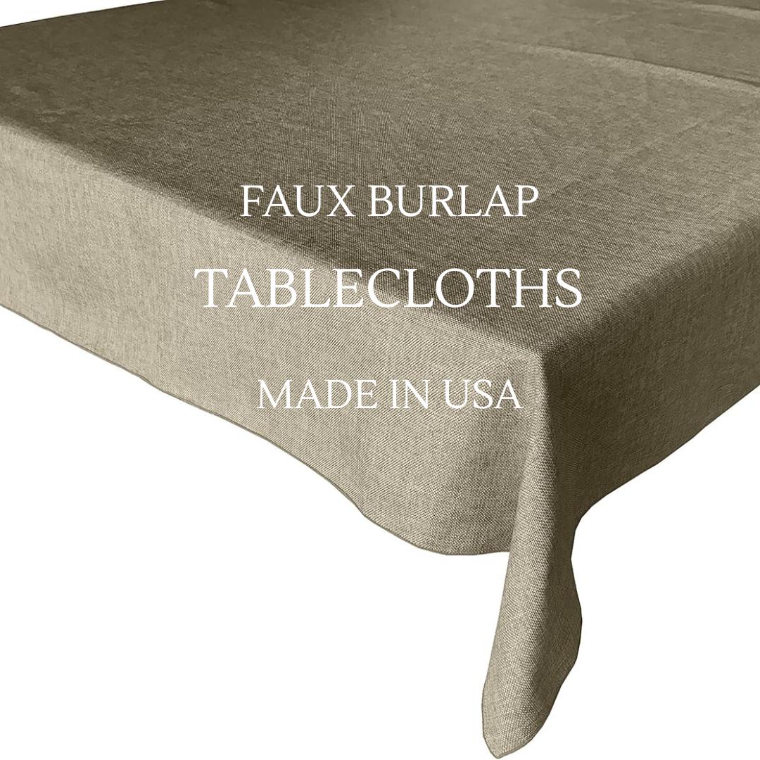 BEIGE  - Faux Burlap Linen Textured Solid Tablecloth - Table Cover for Weddings, Parties, Baby Showers and Events. Choose Size Below