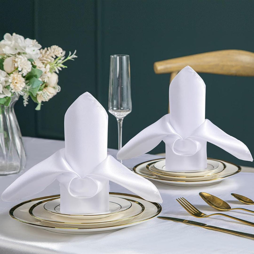 50 Pack - Satin Napkins Wedding Decorative Elegant Dinner - Table Napkins Decor, Silky Satin Clothfor Restaurant Banquet Graduation Party