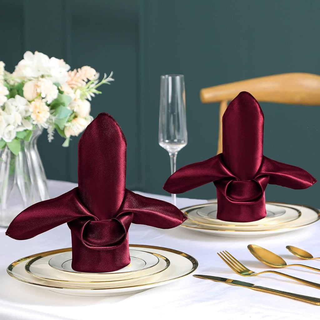 50 Pack - Satin Napkins Wedding Decorative Elegant Dinner - Table Napkins Decor, Silky Satin Clothfor Restaurant Banquet Graduation Party