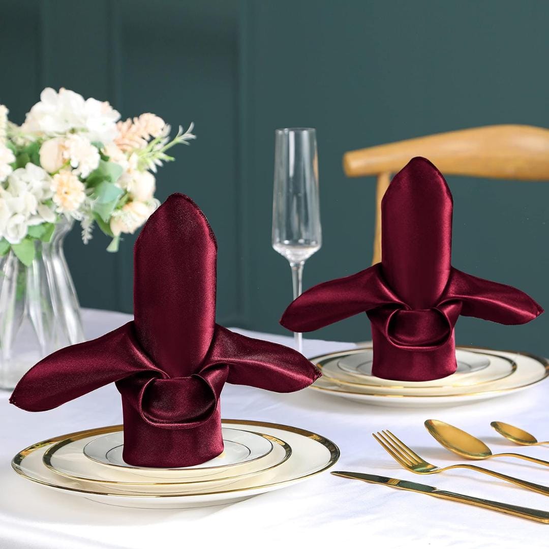 50 Pack - Satin Napkins Wedding Decorative Elegant Dinner - Table Napkins Decor, Silky Satin Clothfor Restaurant Banquet Graduation Party
