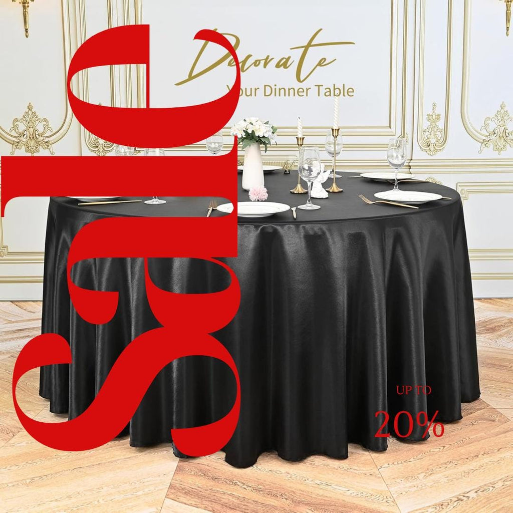 BLACK SATIN - Table Cloth Covers for Round Tables- Round Satin Table Cloth for Wedding Banquet Decoration- Table Cloths. Choose Size Below