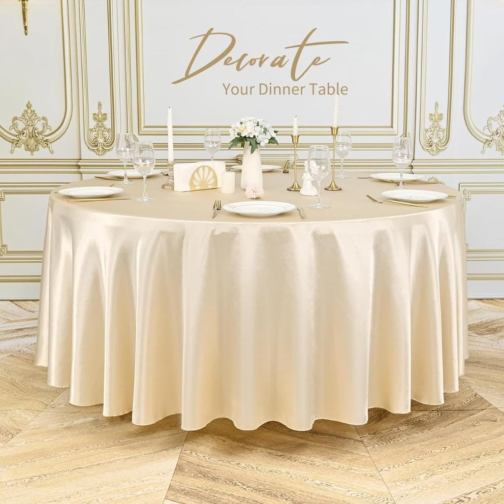 CHAMPAGNE SATIN - Table Cloth Covers for Round Tables- Round Satin Table Cloth for Wedding Banquet Decoration-  Cloths. Choose Size Below