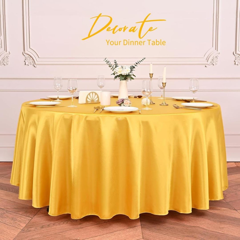 GOLD SATIN - Table Cloth Covers for Round Tables- Round Satin Table Cloth for Wedding Banquet Decoration- Table Cloths. Choose Size Below