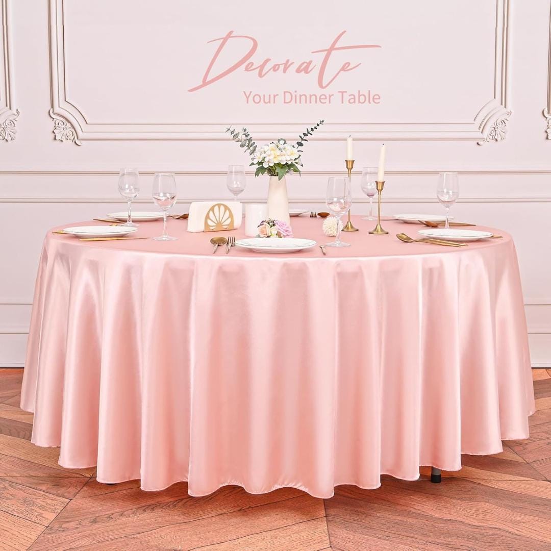 ROSEGOLD SATIN - Table Cloth Covers for Round Tables- Round Satin Table Cloth for Wedding Banquet Decoration- Table Cloths.Choose Size Below