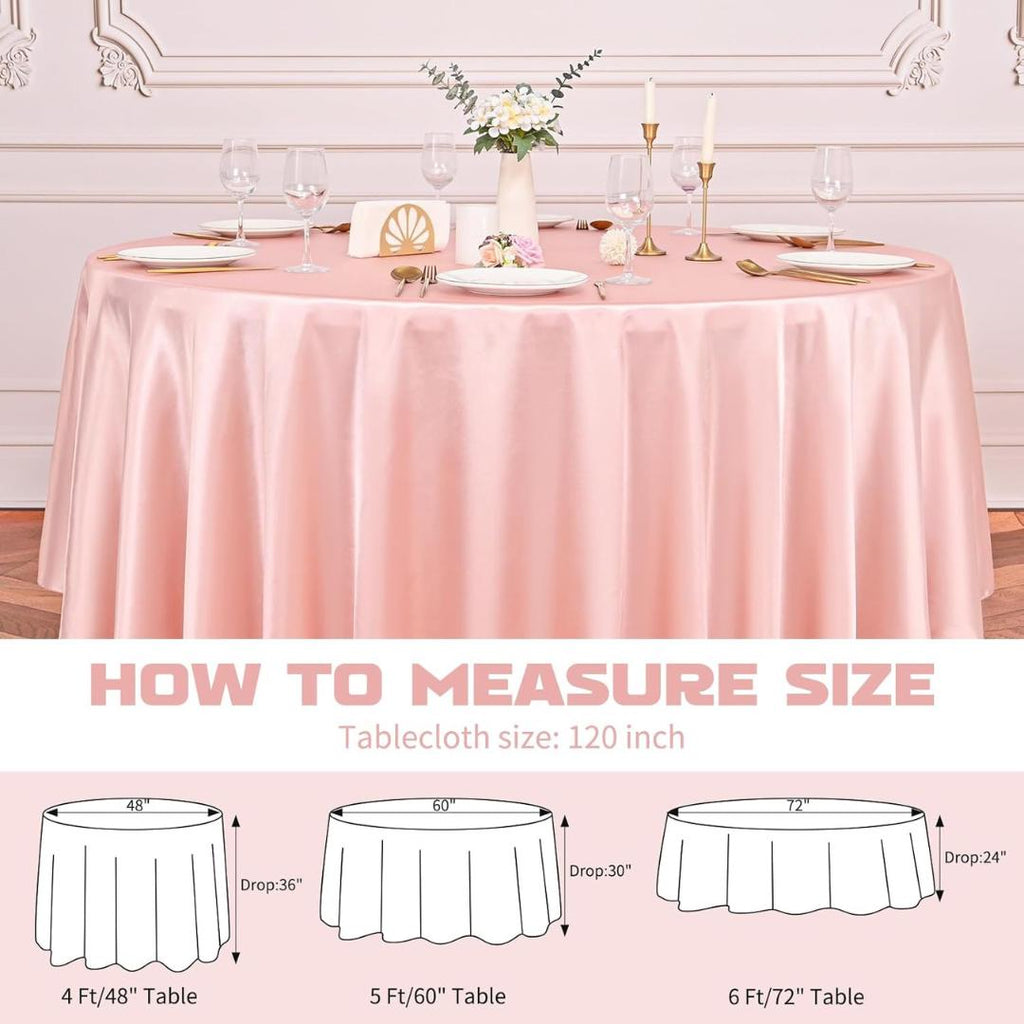 ROSEGOLD SATIN - Table Cloth Covers for Round Tables- Round Satin Table Cloth for Wedding Banquet Decoration- Table Cloths.Choose Size Below
