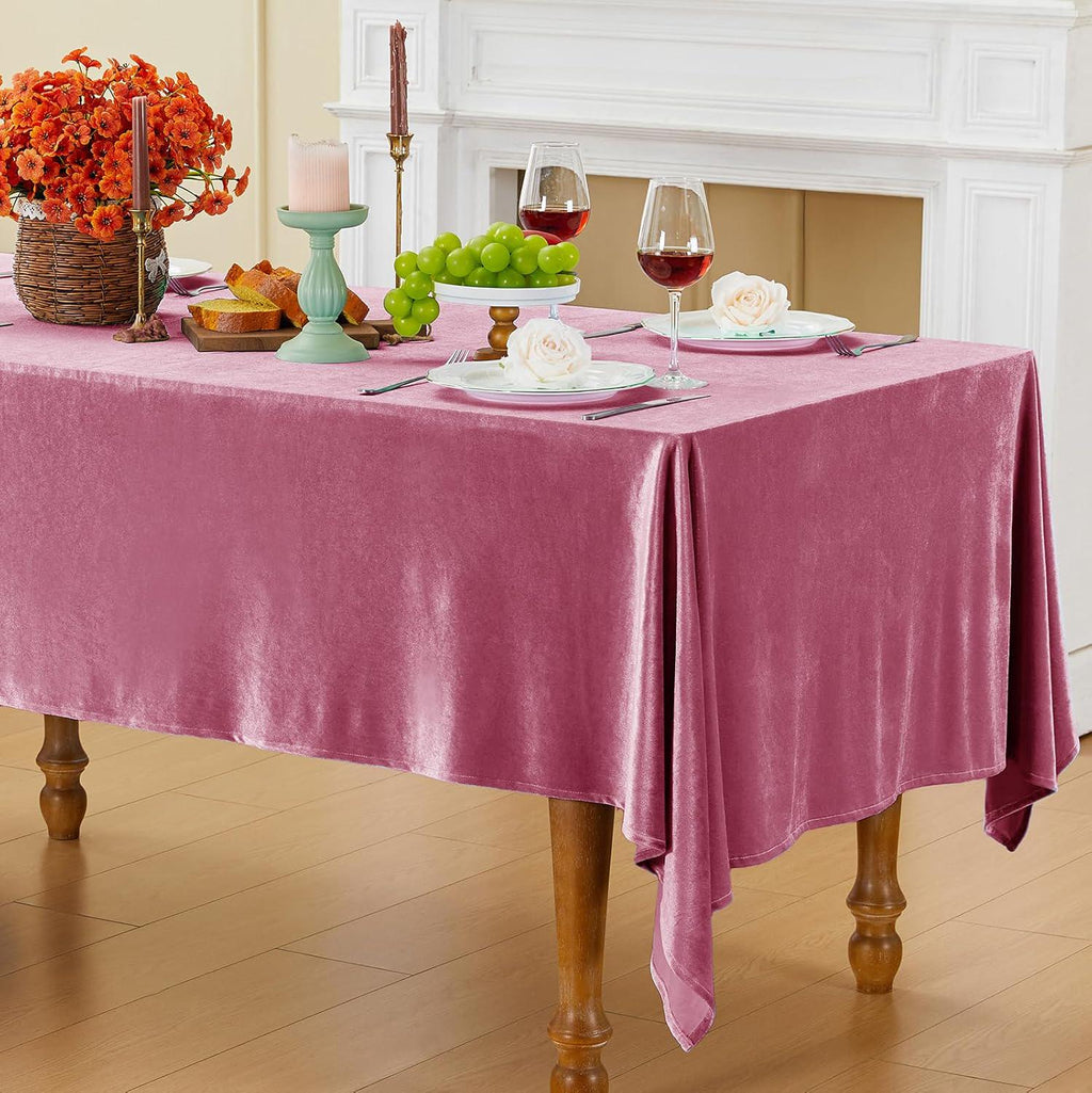 Rectangular Stretch Velvet Tablecloth - ROSE -  Luxurious Table Cover Beautiful for Weddings, Parties, Baby Showers and Events. Choose Size