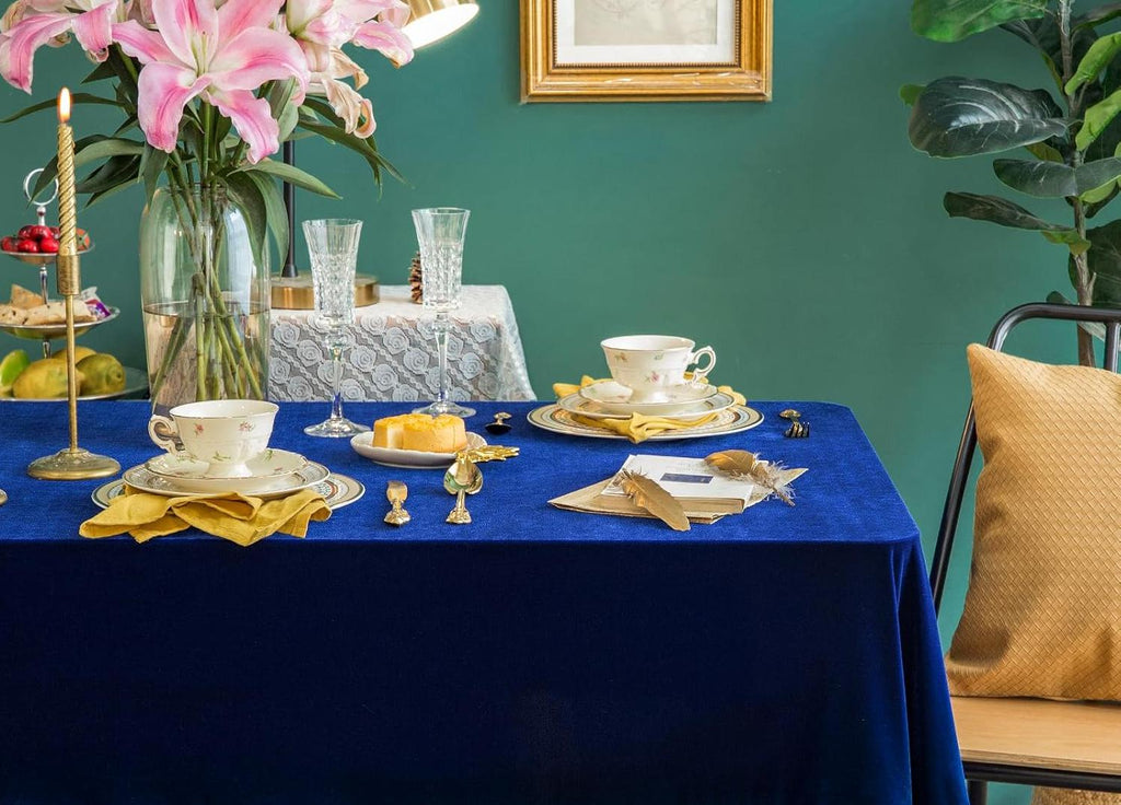 Rectangular Stretch Velvet Tablecloth - ROYAL -  Luxurious Table Cover Beautiful for Weddings, Parties, Baby Showers and Events. Choose Size