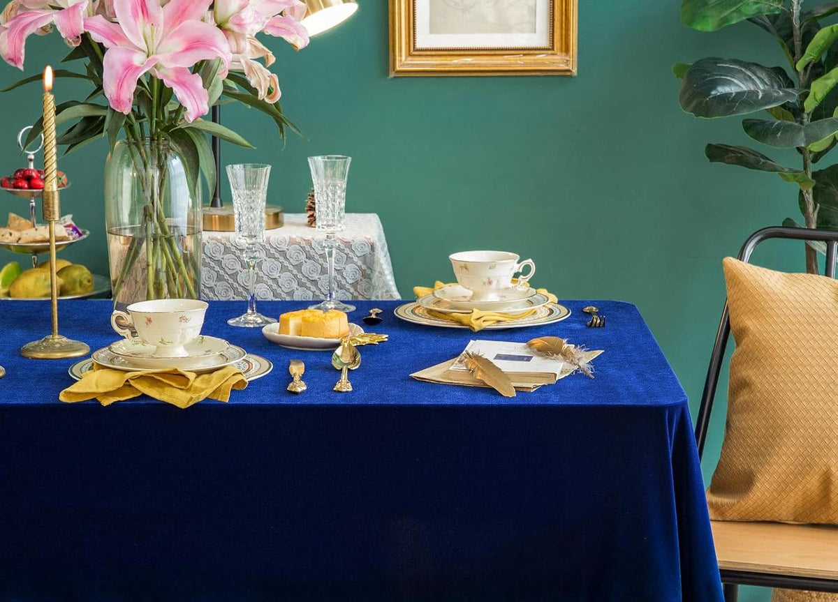 Rectangular Stretch Velvet Tablecloth - ROYAL -  Luxurious Table Cover Beautiful for Weddings, Parties, Baby Showers and Events. Choose Size