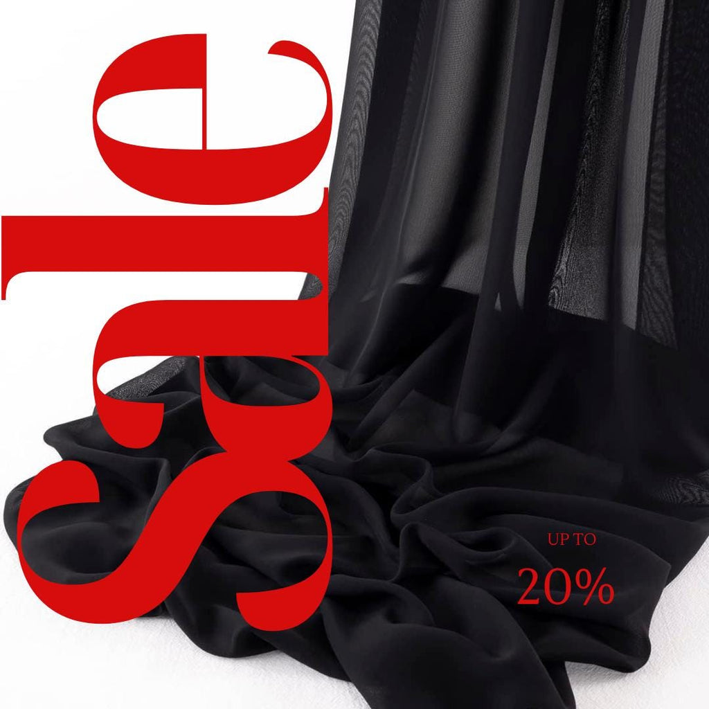 CHIFFON FABRIC -  BLACK -Polyester Soft Light Weight, Sheer, See Through Chiffon Fabric Sold By The Yard.