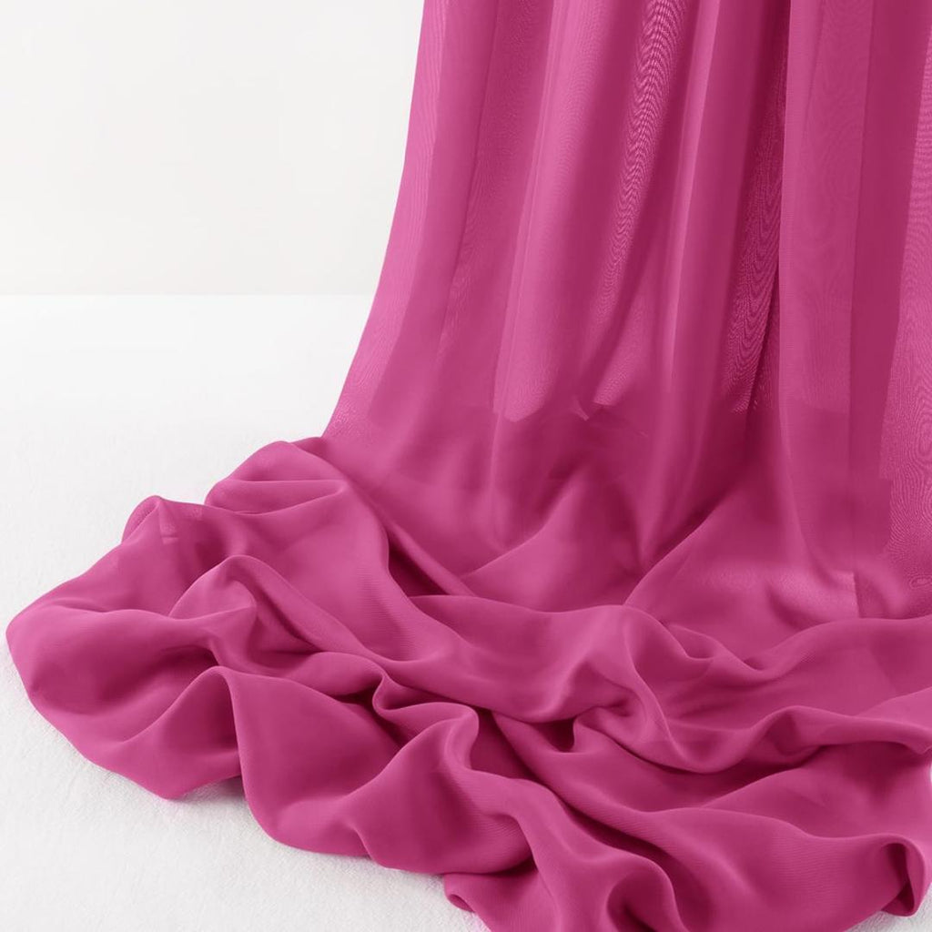 CHIFFON FABRIC -  FUCHSIA -Polyester Soft Light Weight, Sheer, See Through Chiffon Fabric Sold By The Yard.