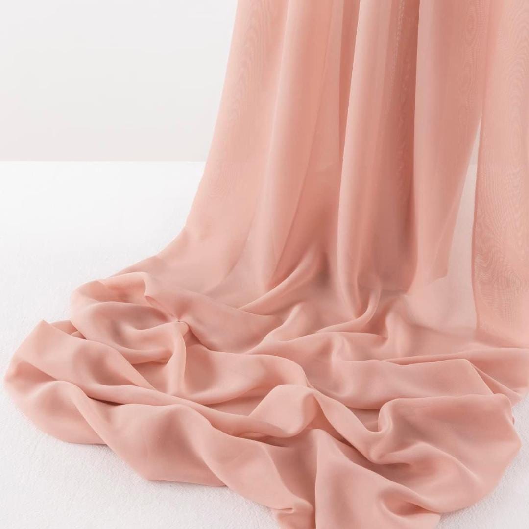 CHIFFON FABRIC - ROSEGOLD -Polyester Soft Light Weight, Sheer, See Through Chiffon Fabric Sold By The Yard.