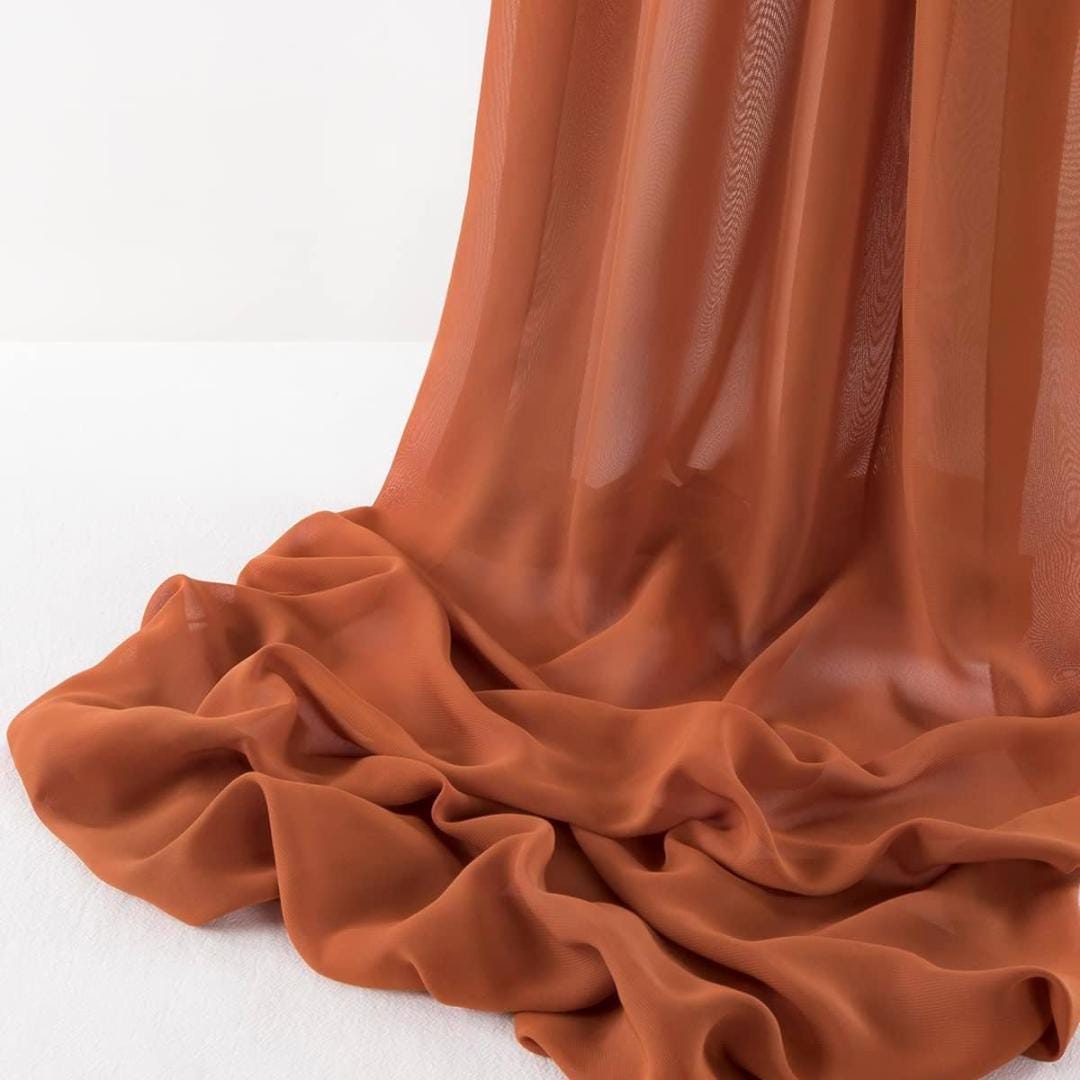 CHIFFON FABRIC - RUST -Polyester Soft Light Weight, Sheer, See Through Chiffon Fabric Sold By The Yard.
