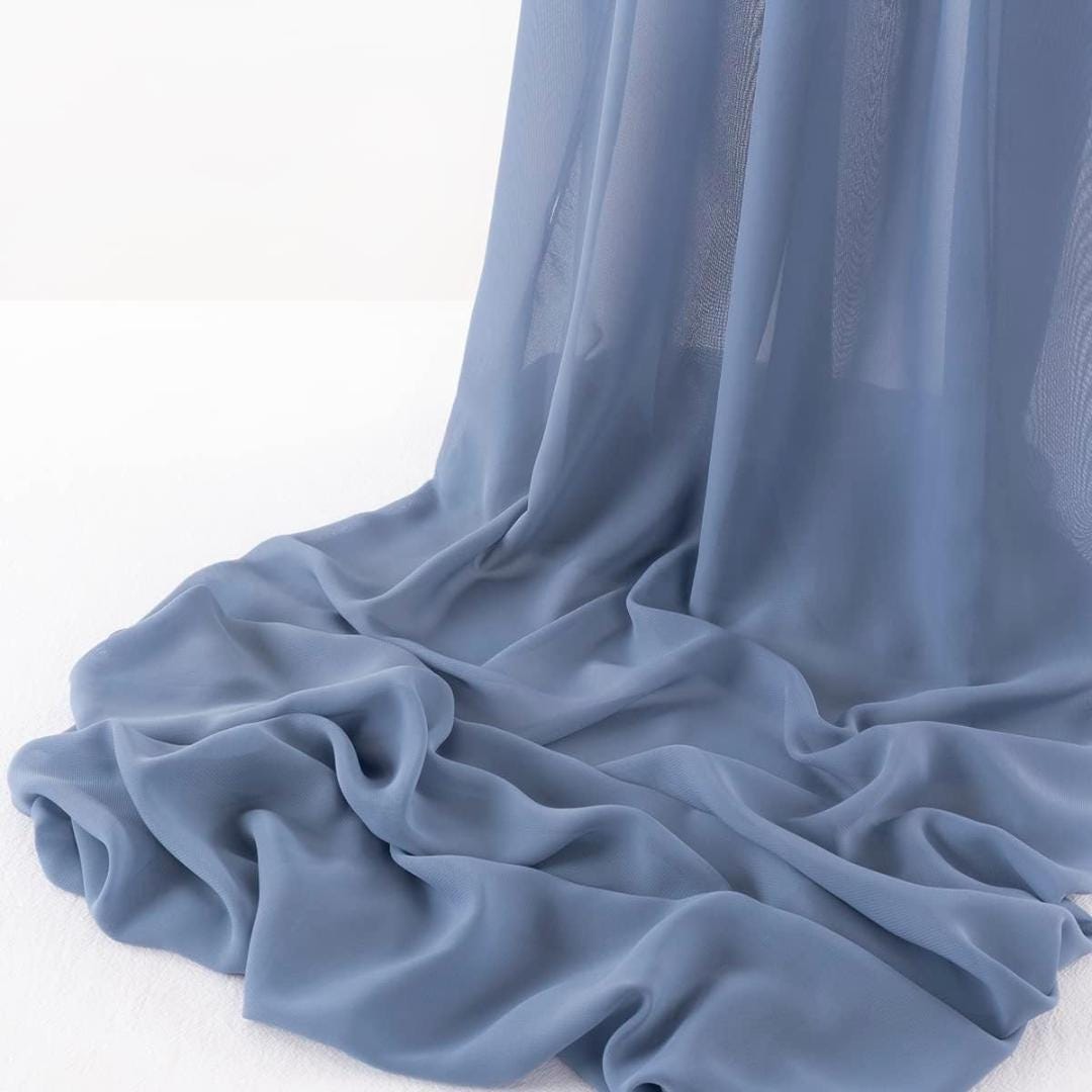 CHIFFON FABRIC - DUSTYBLUE -Polyester Soft Light Weight, Sheer, See Through Chiffon Fabric Sold By The Yard.