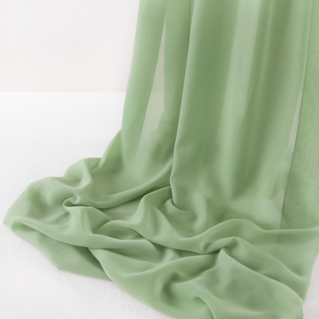 CHIFFON FABRIC - SAGE -Polyester Soft Light Weight, Sheer, See Through Chiffon Fabric Sold By The Yard.