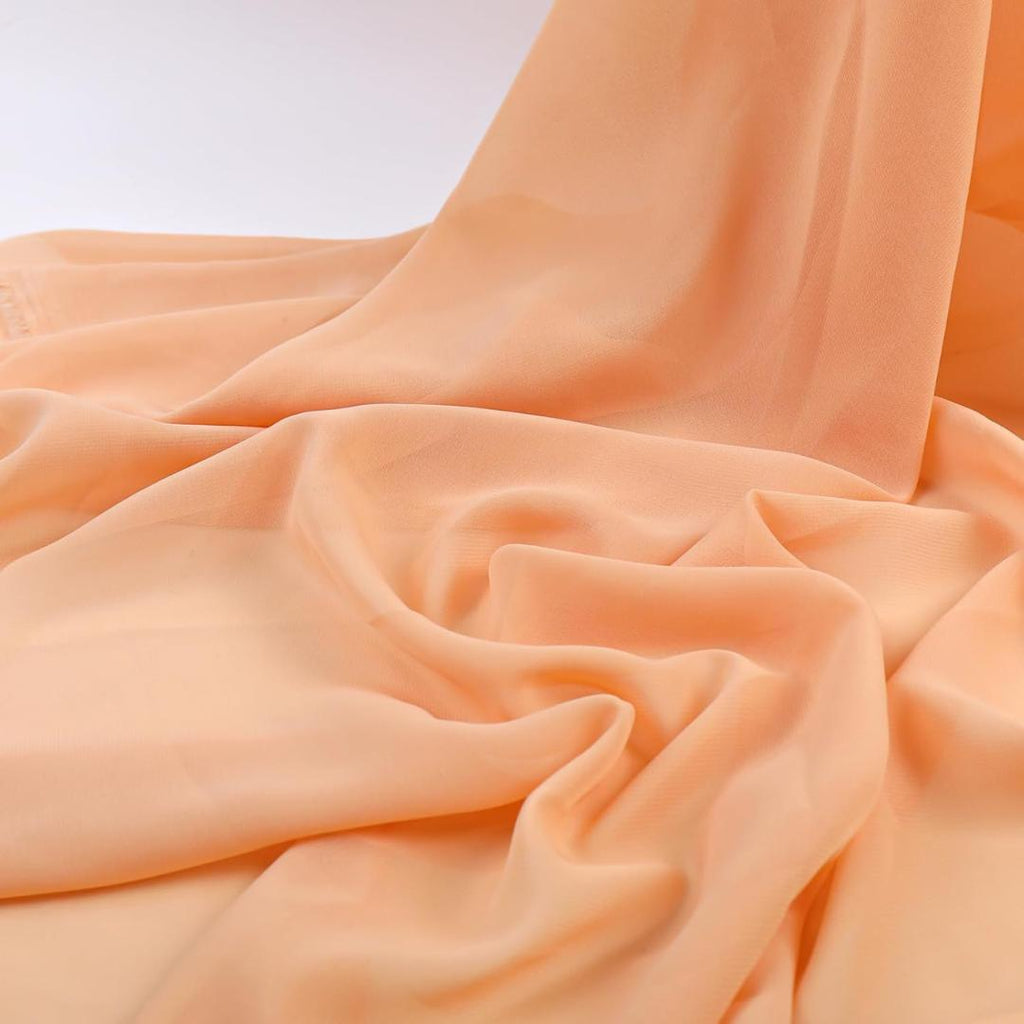 CHIFFON FABRIC - PEACH - Polyester Soft Light Weight, Sheer, See Through Chiffon Fabric Sold By The Yard.