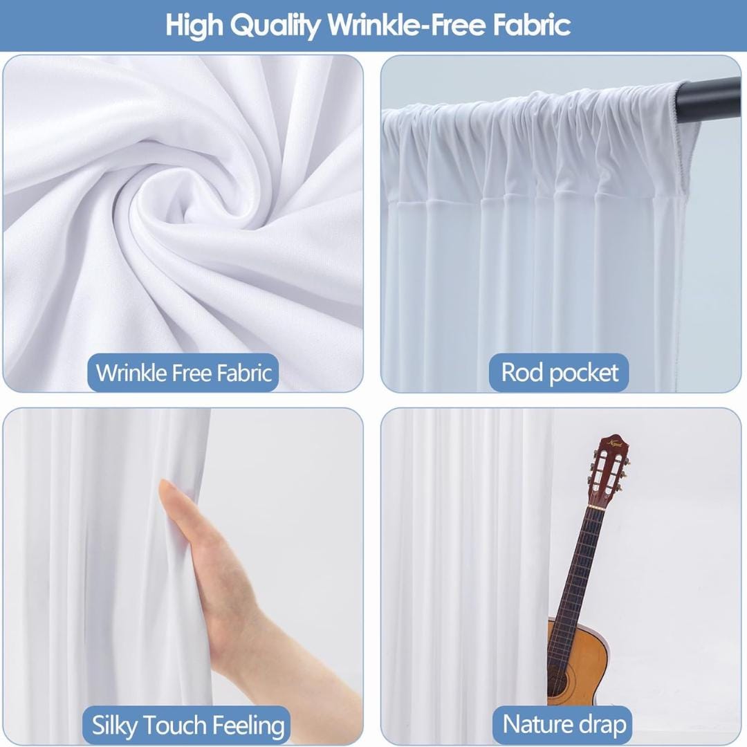 10Ftx10Ft - BLACK - Wrinkle Free Backdrop Curtains for Parties  - 2 Panels 5x10ft Interlock Backdrop for Weddings Birthday Party Curtains