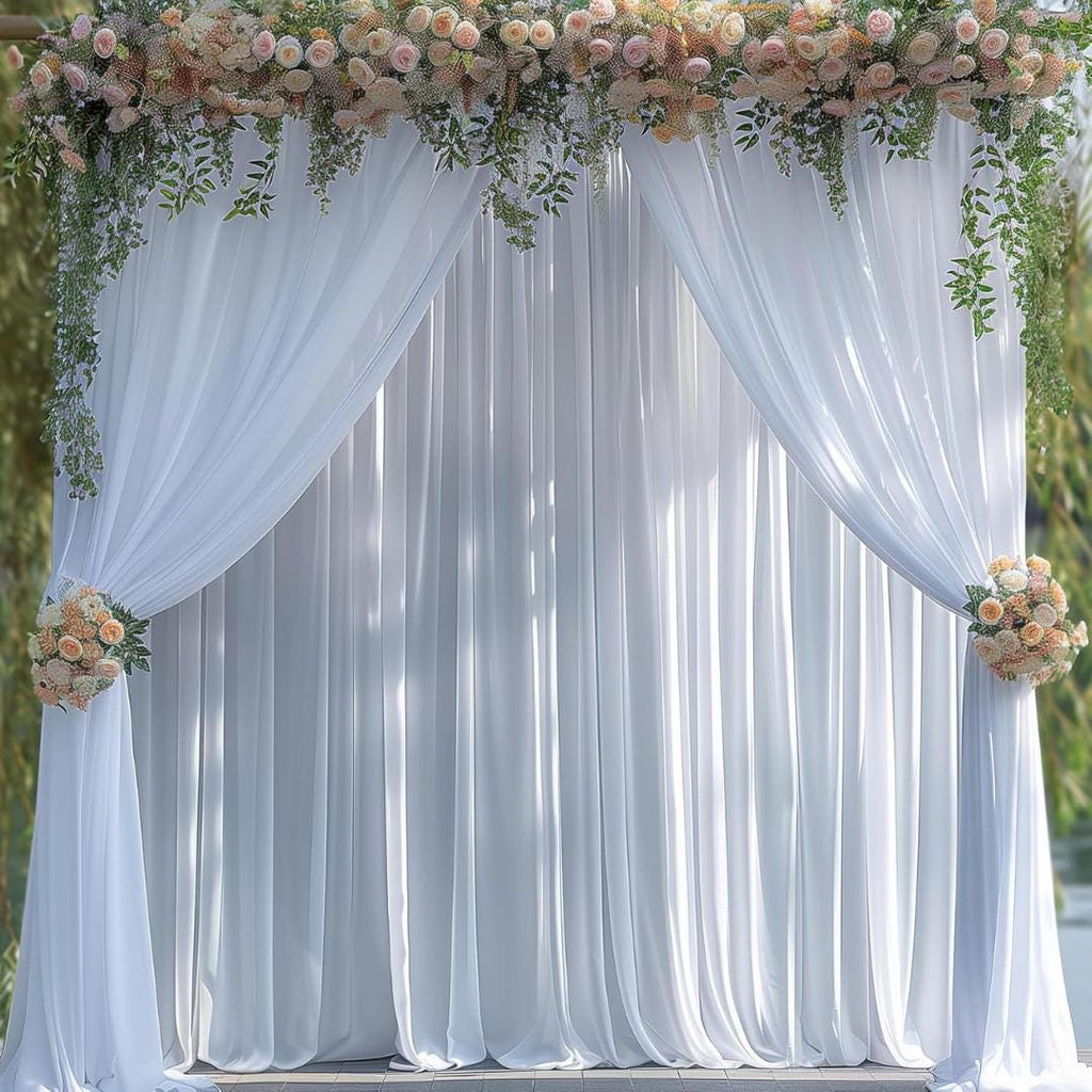 10Ftx10Ft - WHITE - Wrinkle Free Backdrop Curtains for Parties  - 2 Panels 5x10ft Interlock Backdrop for Weddings Birthday Party Curtains
