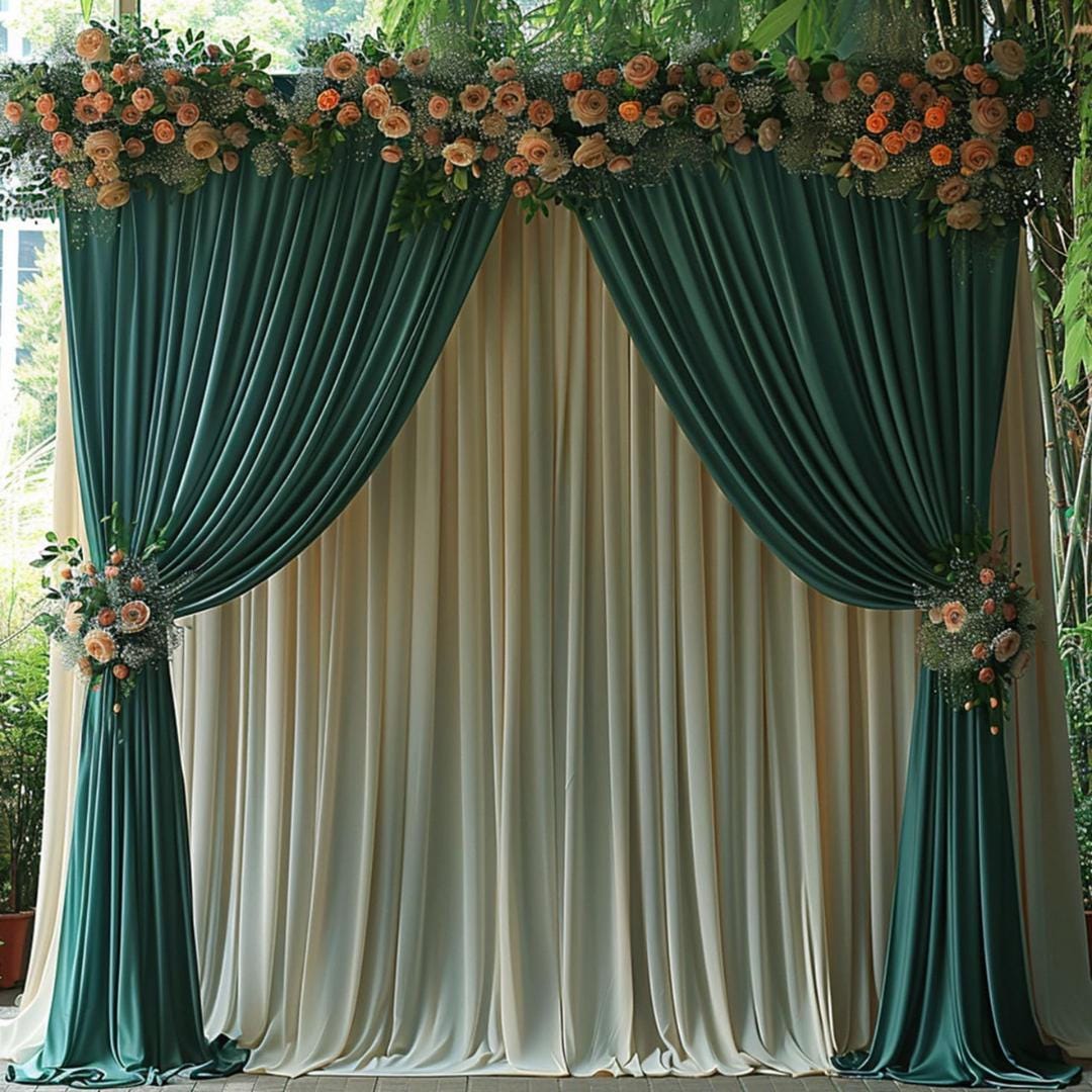 10Ftx10Ft - HUNTER - Wrinkle Free Backdrop Curtains for Parties  - 2 Panels 5x10ft Interlock Backdrop for Weddings Birthday Party Curtains