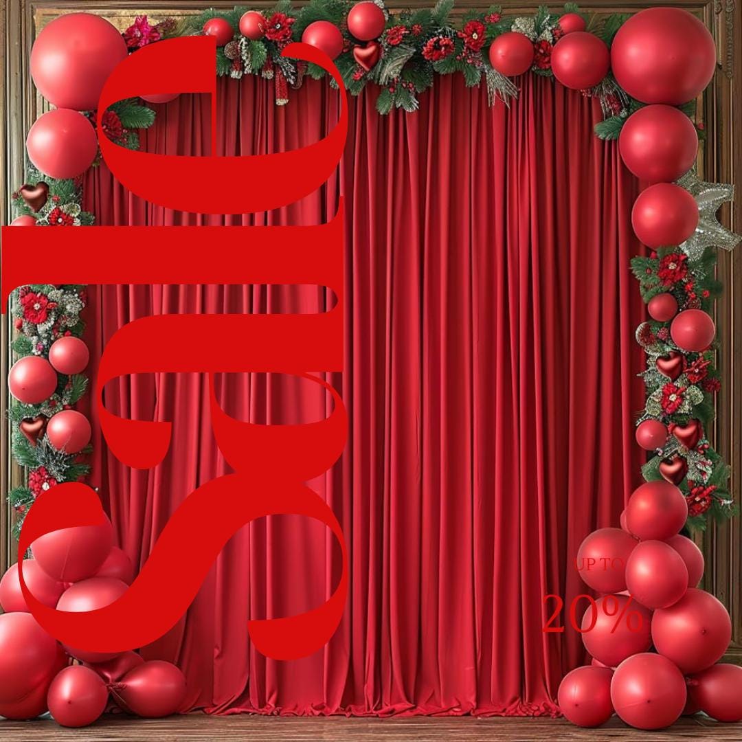 10Ftx10Ft - RED - Wrinkle Free Backdrop Curtains for Parties  - 2 Panels 5x10ft Interlock Backdrop for Weddings Birthday Party Curtains