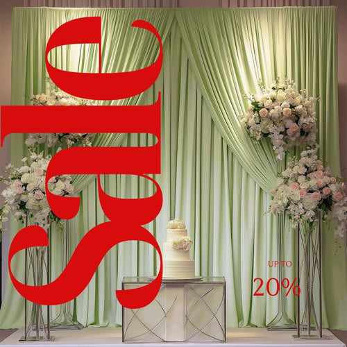 10Ftx10Ft - SAGE - Wrinkle Free Backdrop Curtains for Parties  - 2 Panels 5x10ft Interlock Backdrop for Weddings Birthday Party Curtains
