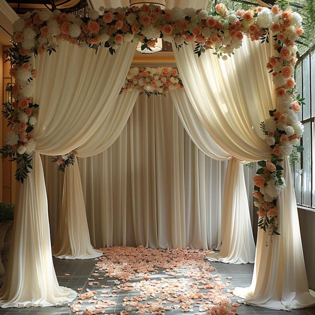 10Ftx10Ft - IVORY - Wrinkle Free Backdrop Curtains for Parties  - 2 Panels 5x10ft Interlock Backdrop for Weddings Birthday Party Curtains